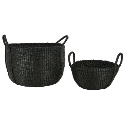 Round baskets in black tinted rush-CRA597S