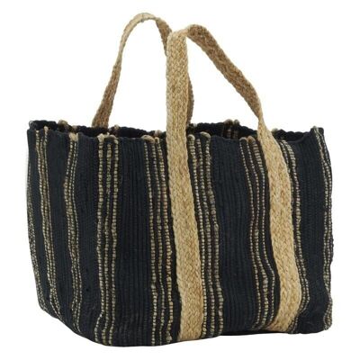 Storage basket in natural and black jute-CRA6280