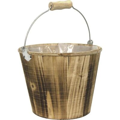 Wooden bucket with metal handle-CSE1102P