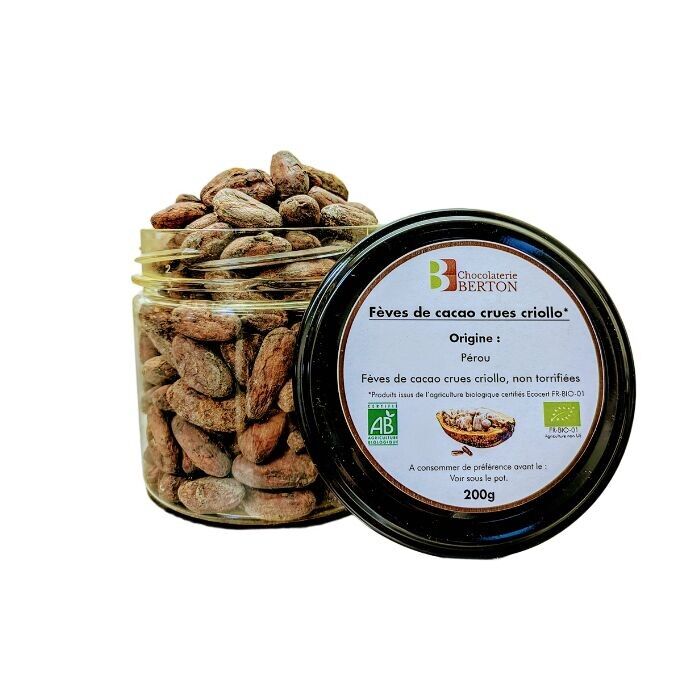 Fave di cacao Criollo crude biologiche - Barattolo da 200 g