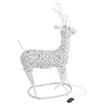 Cervo in vimini tinto bianco con LED-DAN2320