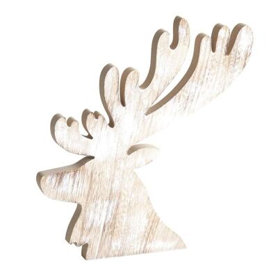 Tête de cerf en bois blanchi-DAN2380