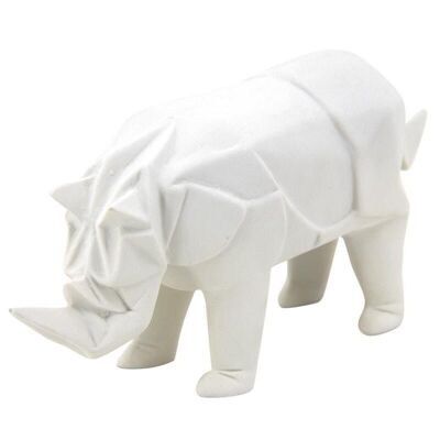 Rhinocéros en résine blanche-DAN2580