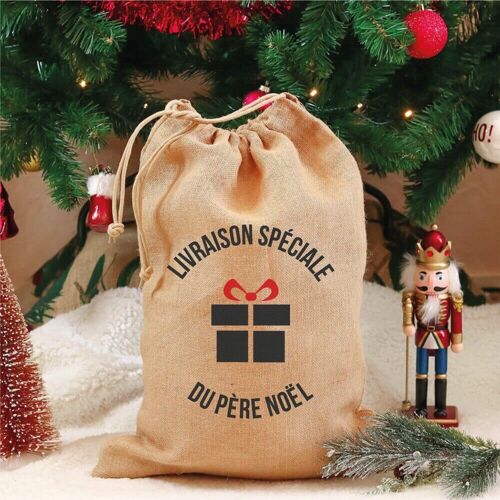 Emballage cadeaux (40 x 55cm) Noël en jute - Livraison spéciale de Noël