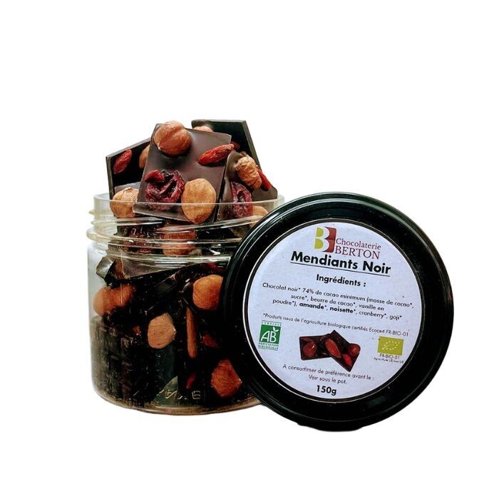 Mendiant neri biologici - barattolo da 150 g