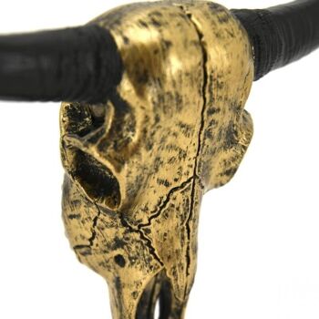 Tête de buffle en résine dorée antique et noire-DAN3210 3