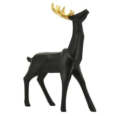 Cervo in resina tinto nero e oro-DAN3220