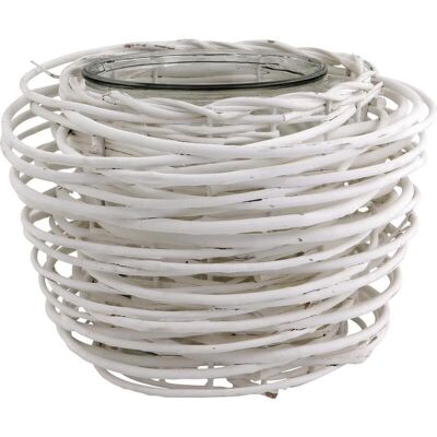 Wicker and glass tealight holder-DBO1500V