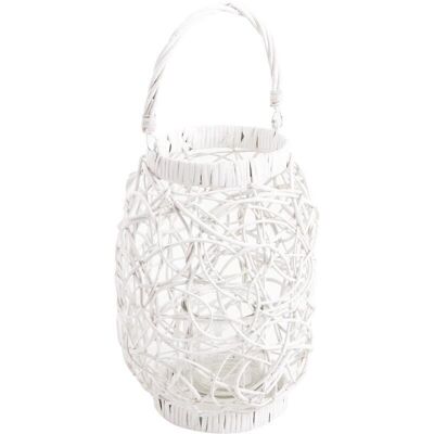 White wicker and glass lantern basket-DBO1630V