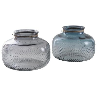 Round tinted glass tealight holder-DBO2040V