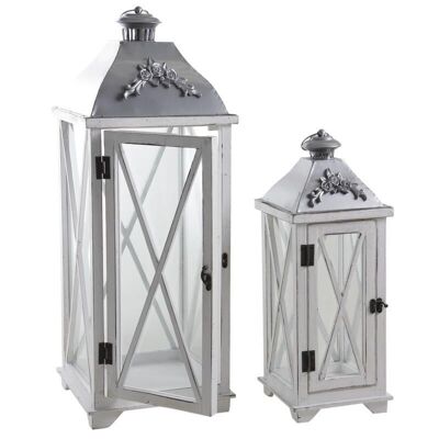 White wooden lanterns-DBO211SV