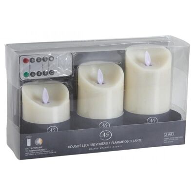 Coffret 3 bougies à LED parfumées vanille avec télécommande-DBO212S