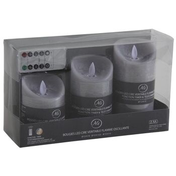 Coffret 3 bougies à LED parfumées fleur de coton avec télécommande-DBO213S 1