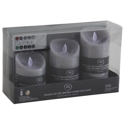 Coffret 3 bougies à LED parfumées fleur de coton avec télécommande-DBO213S