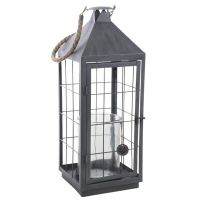 Lantern in gray metal and glass-DBO2250V