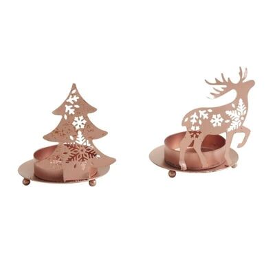 Christmas candle holder in copper metal-DBO2290