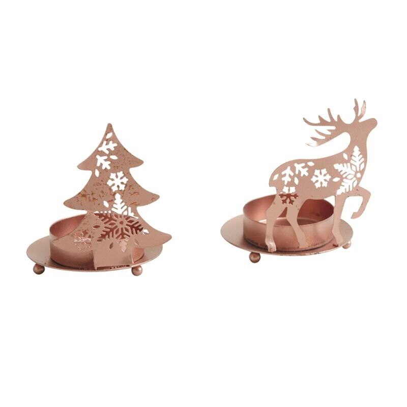 Portacandela natalizio in metallo ramato-DBO2290