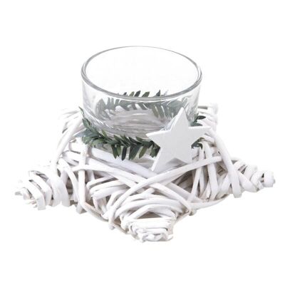 Star candlestick in white lacquered splint-DBO2380V