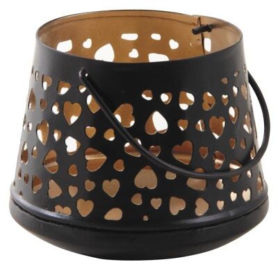 Black and gold hearts tealight holder-DBO2400