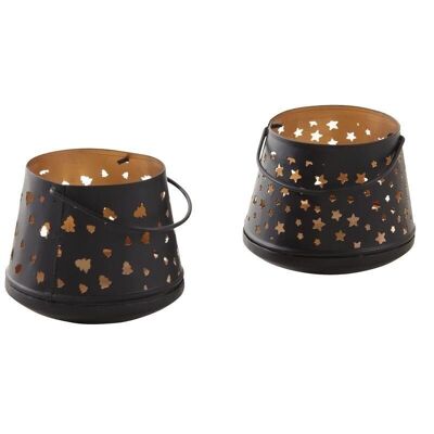 Black and gold christmas candle holder-DBO2410