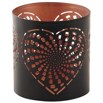 Black and gold heart tealight holder-DBO2450