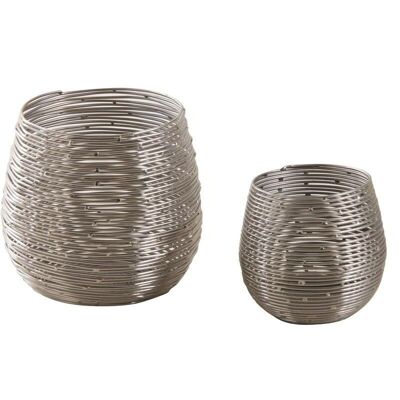 Round silver metal tealight holders-DBO249S