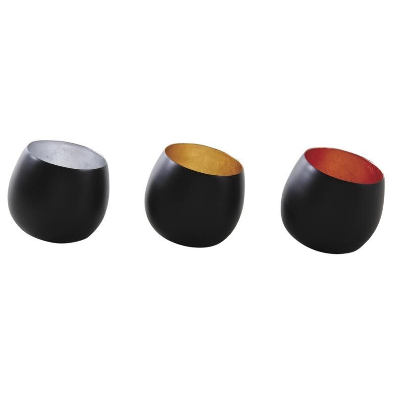 Porta tealight inclinato in metallo nero-DBO2540