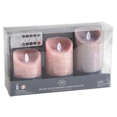 Set of 3 cotton flower scented LED candles with remote control-DBO257S