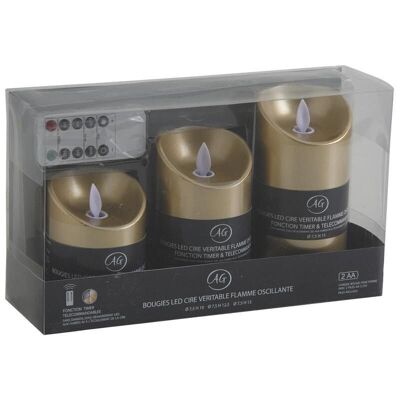 Box of 3 golden LED candles with remote control-DBO272S