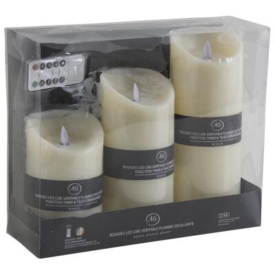 Box of 3 vanilla LED candles with remote control-DBO274S