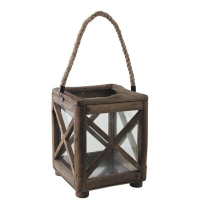 Square lantern in wood and glass-DBO2751V