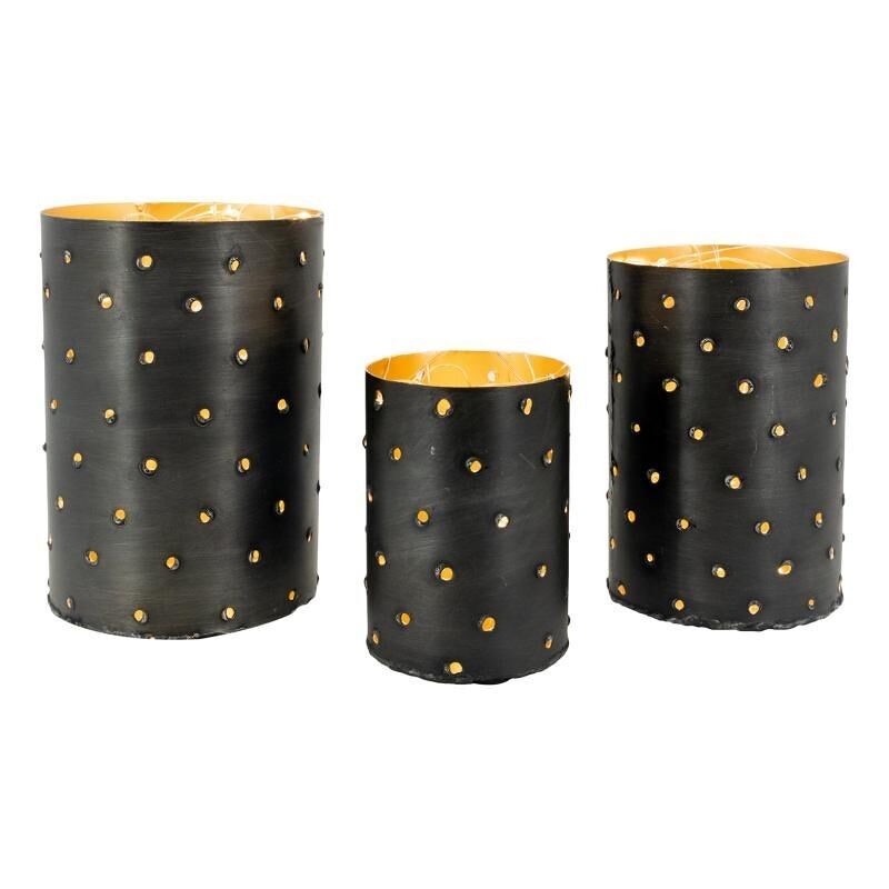 Porta tealight in metallo con interni dorati-DBO283S