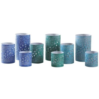 Colored tealight holders in patinated metal-DBO286S