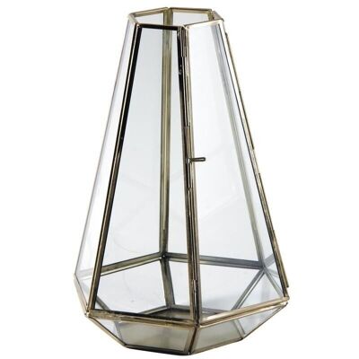 Tealight holder in glass and brass-DBO2990V