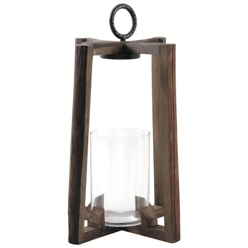 Lanterne trapèze en bois et verre-DBO3010V