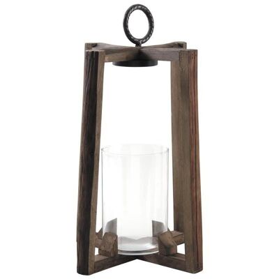Trapeze lantern in wood and glass-DBO3010V