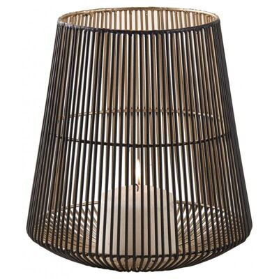 Tealight holder with black metal wire and gold interior.-DBO3270