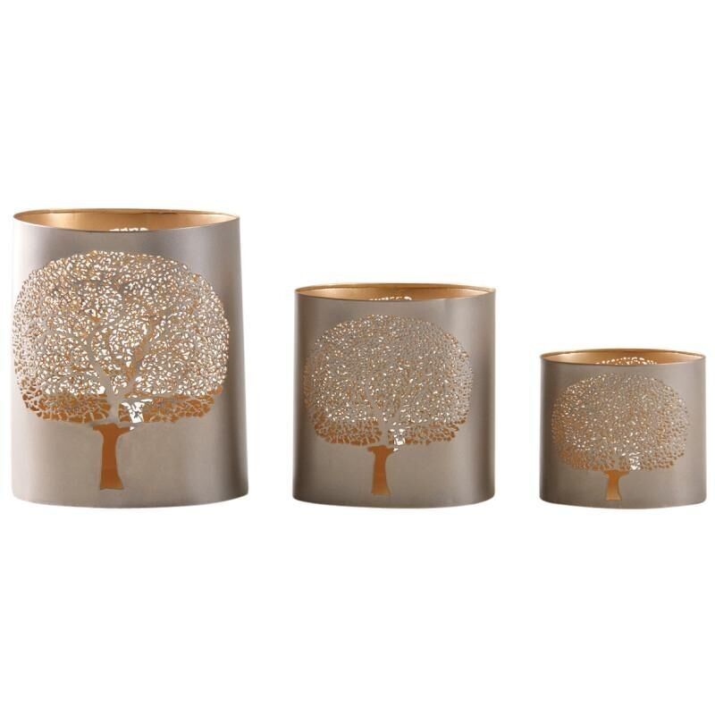 Albero tealight ovale in metallo grigio-DBO331S