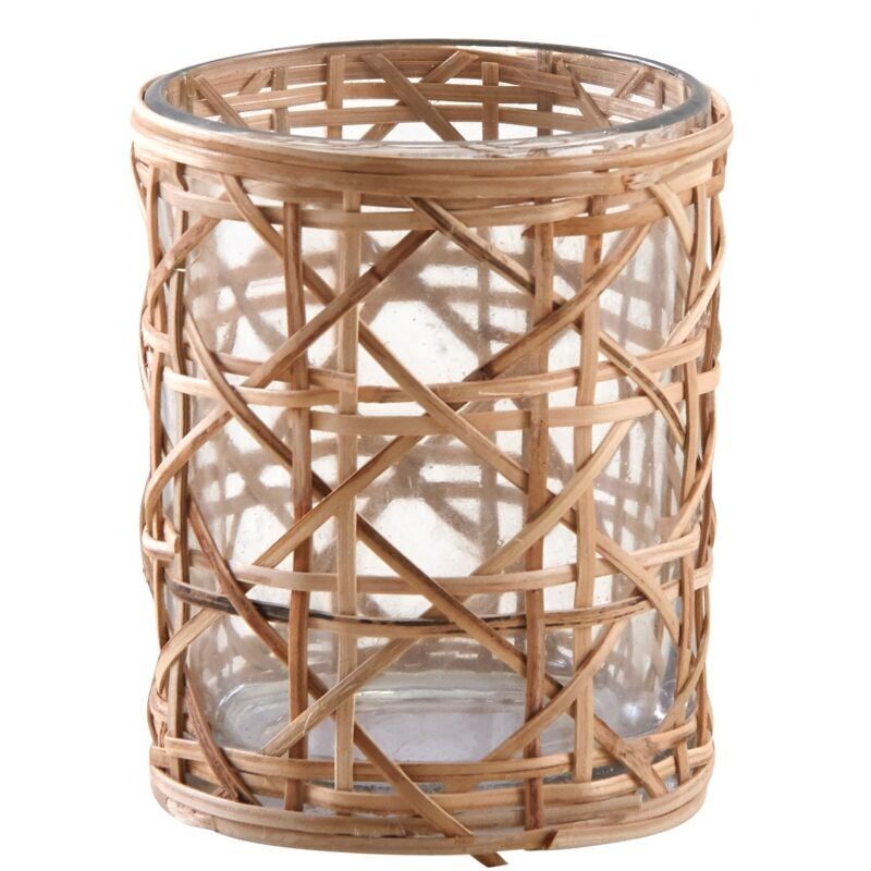 Porta tealight vetro e caning-DBO3391V
