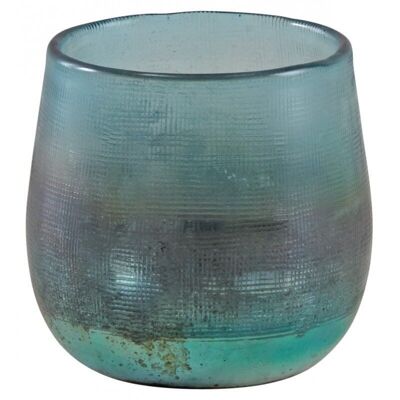 Teelichthalter aus türkisfarbenem Glas-DBO3430V