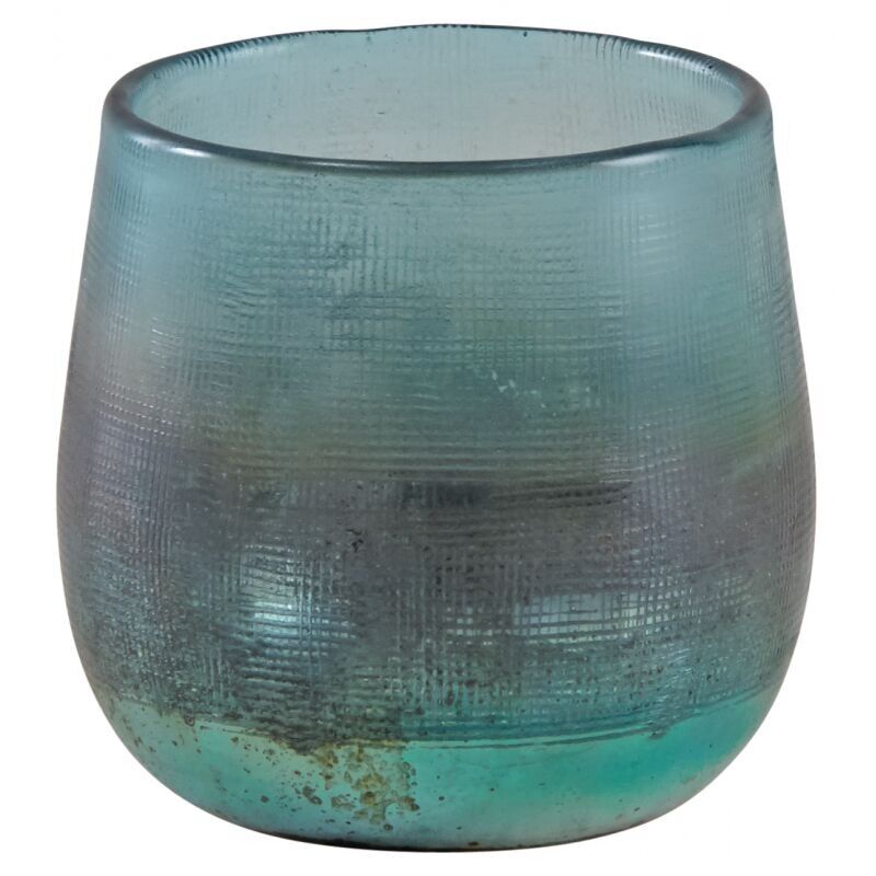 Porta tealight in vetro turchese-DBO3430V