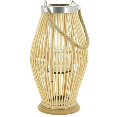 Lantern on foot in perforated rattan core-DBO3591V
