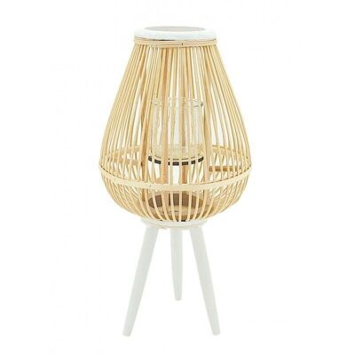 Lantern on foot in rattan marrow and pine-DBO3601V