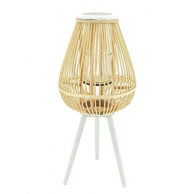 Lantern on foot in rattan marrow and pine-DBO3602V