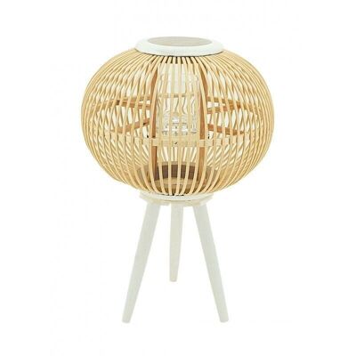 Lantern on foot in rattan marrow and pine-DBO3610V