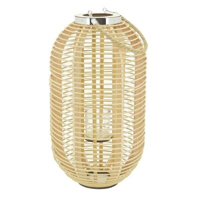 Openwork rattan core and glass lantern-DBO3620V