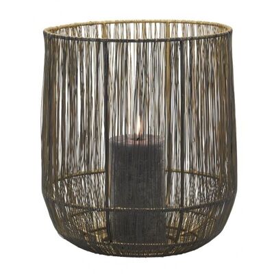 Porta tealight in filo metallico con interno dorato-DBO3760