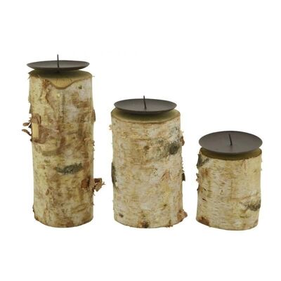 Birch and metal candle holders-DBO393S