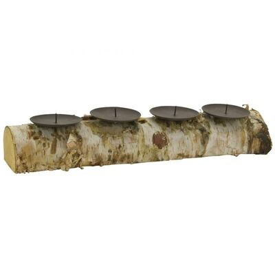 Birch and metal tealight holder 4 candles.-DBO3940