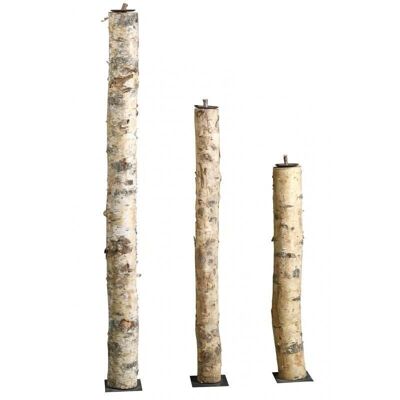 High birch and metal candle holders-DBO395S